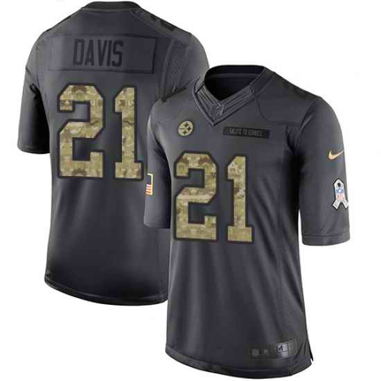 Nike Steelers #21 Sean Davis Black Mens Stitched NFL Limited 2016 Salute to Service Jersey